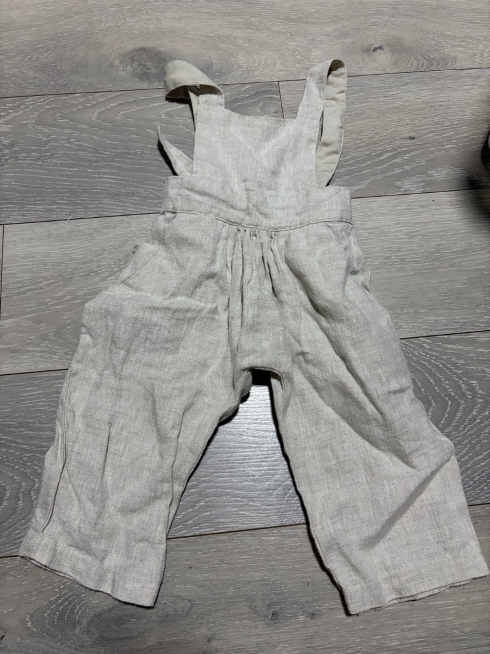 OAT Cream Baby Overalls with Elastic Waistband